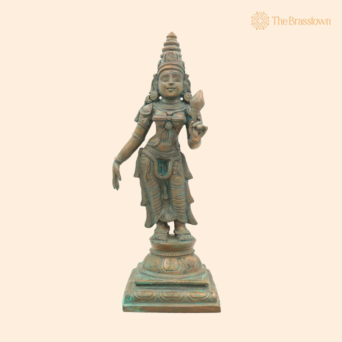 Handcrafted Bronze Sri Devi Silai – Maha Lakshmi Idol, Panchaloha Kamala Devi Murti for Pooja, Temple &amp; Home Décor 11.5 Inch 1