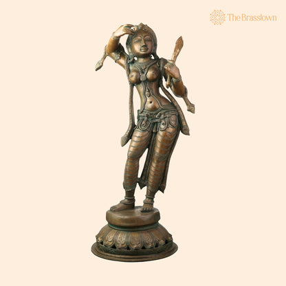 Handcrafted Panchaloha Bronze Apsara Idol for Puja, Home Mandir &amp; Décor 25.5 Inch 1