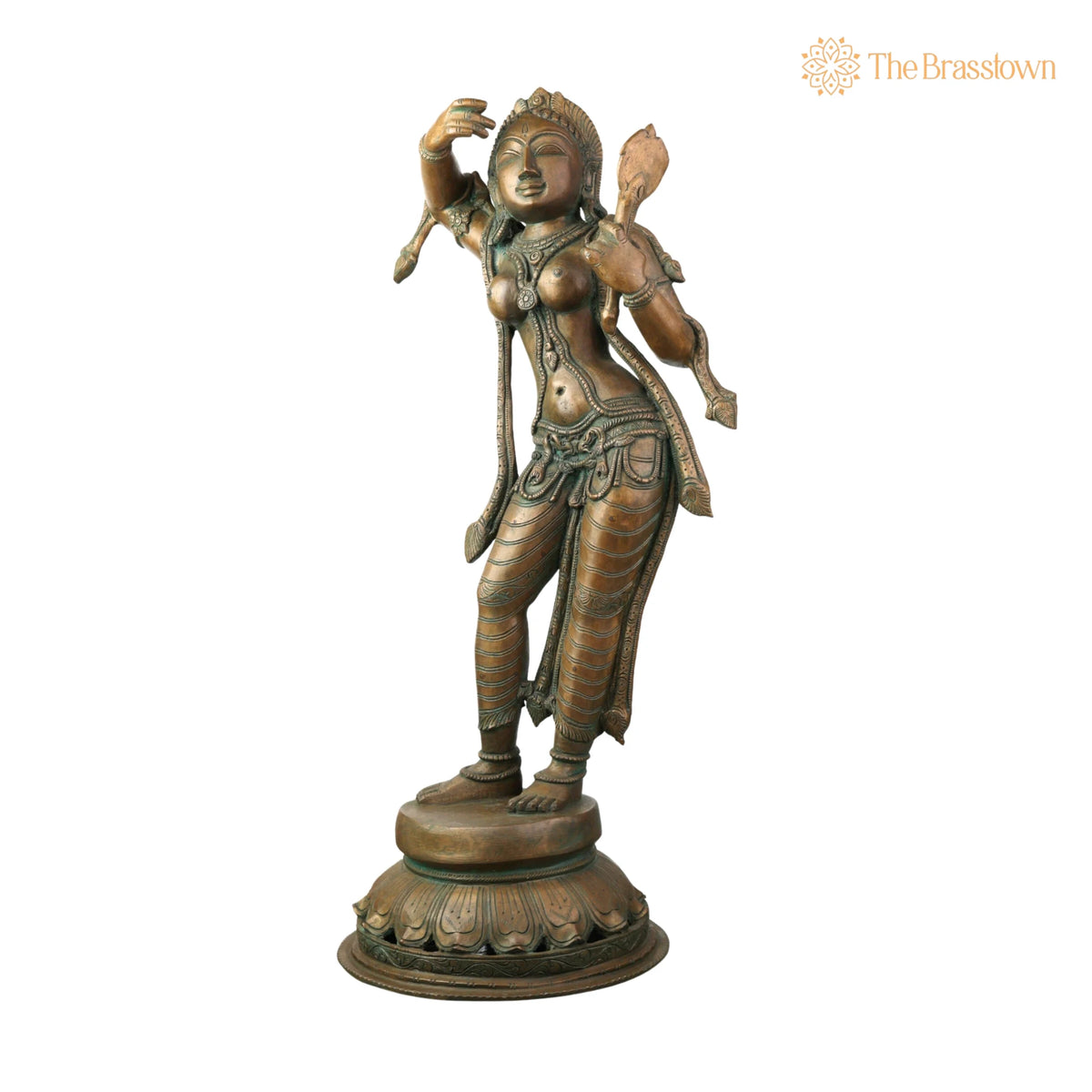 Handcrafted Panchaloha Bronze Apsara Idol for Puja, Home Mandir &amp; Décor 25.5 Inch 3