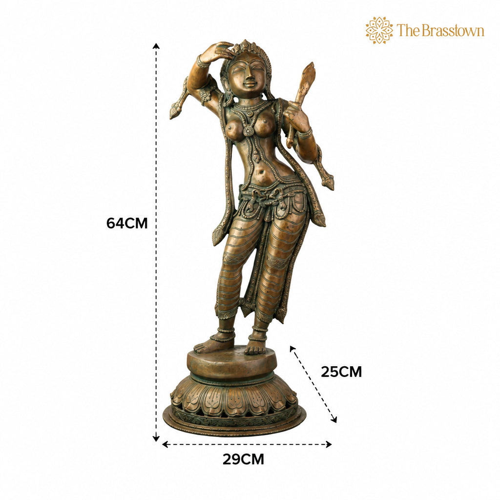 Handcrafted Panchaloha Bronze Apsara Idol for Puja, Home Mandir &amp; Décor 25.5 Inch 5