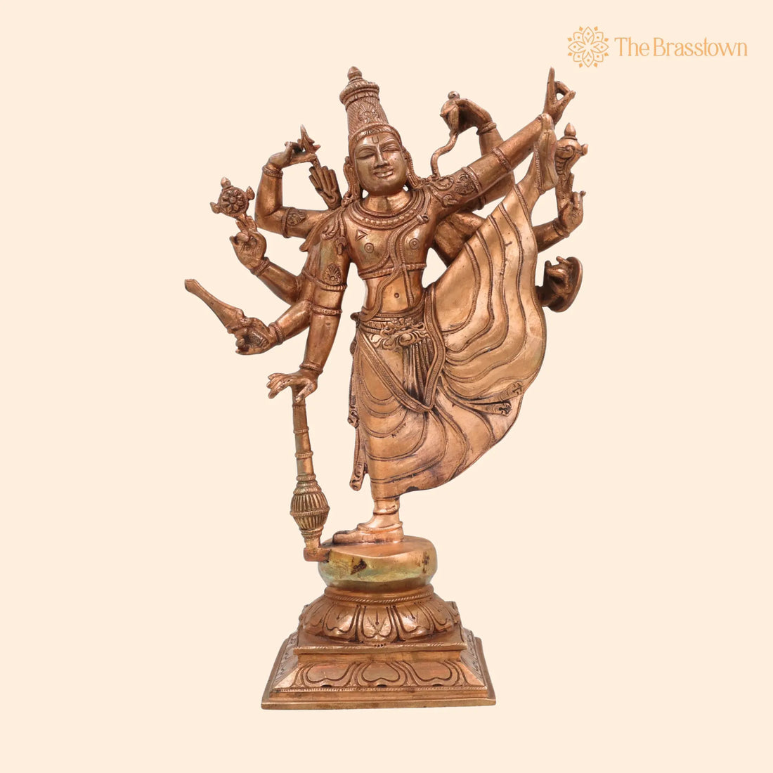Handcrafted Bronze Dancing Vishnu Idol – Panchaloha Narayana, Padmanabha Murti for Temple &amp; Home Décor 13 Inch 1