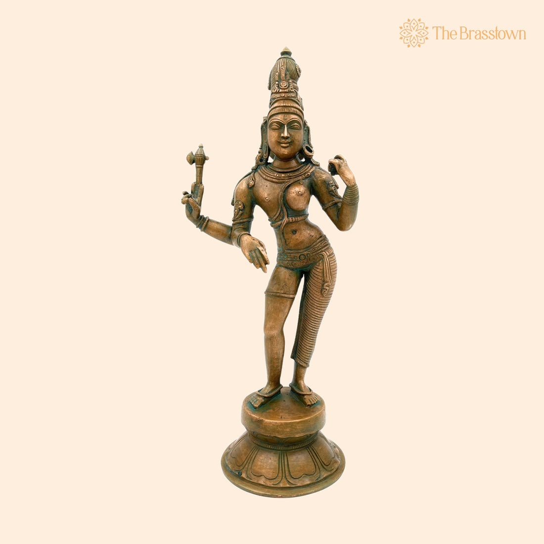 Handcrafted Bronze Ardhanarishvara Idol – Ardhanari Murti, Panchaloha Chola Art Statue for Temple &amp; Home Décor 12.5 Inch 1