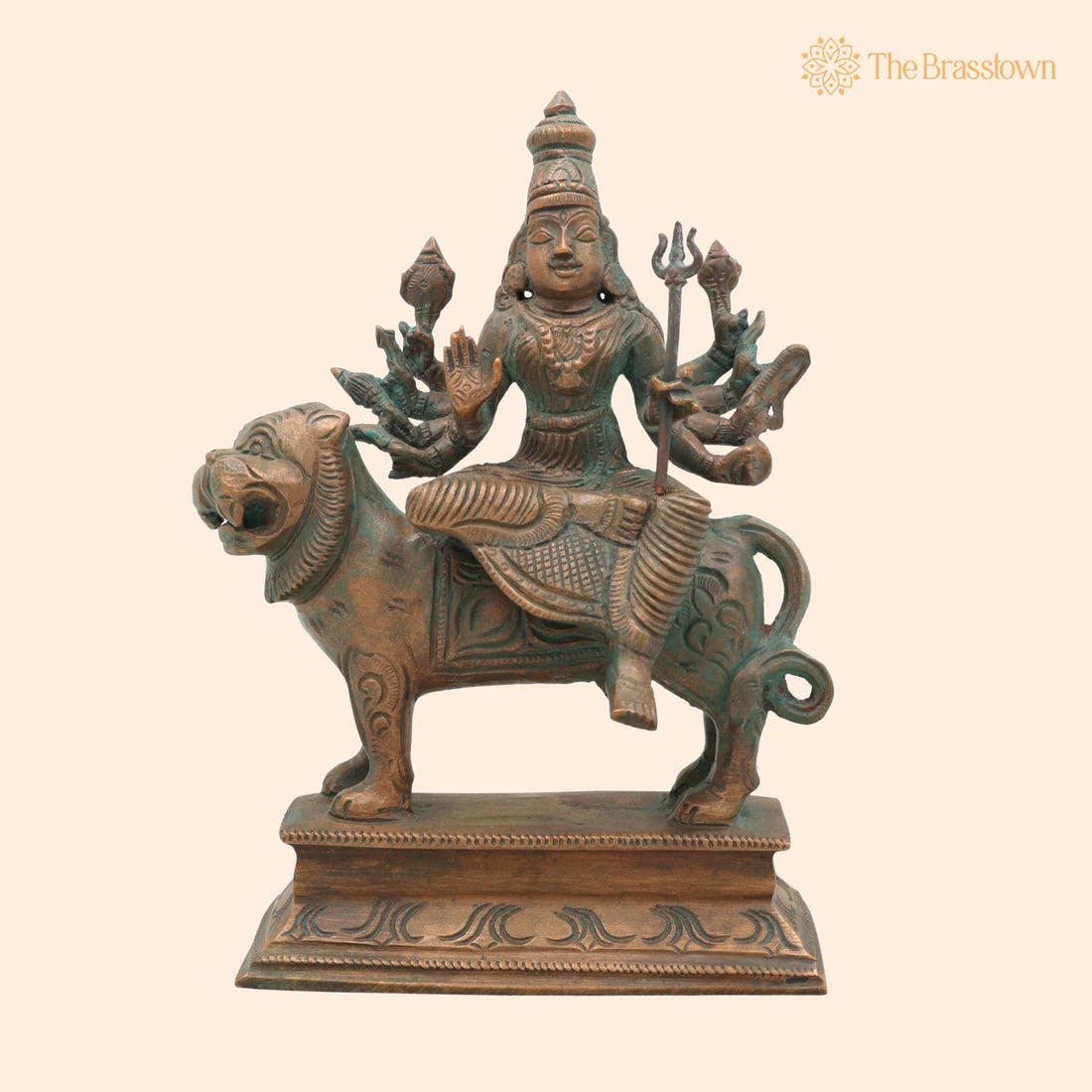 Handcrafted Bronze Durga Devi Idol in Panchaloha – Mahishasura Mardini, Shakti, Navadurga for Puja, Home Mandir &amp; Décor 7 Inch 1