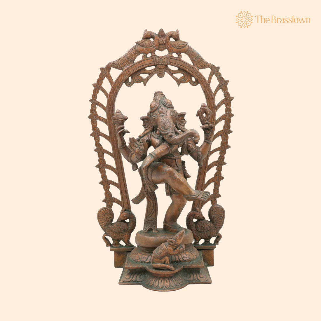 Handmade Panchaloha Nritya Ganapati Idol for Puja, Home Mandir &amp; Décor 13 Inch 1