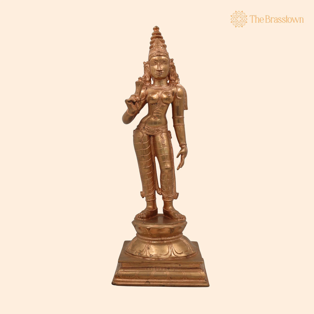 Handcrafted Panchaloha Parvati Idol in Bronze – Devi Gauri Uma Lalita Durga Statue for Puja, Home Mandir &amp; Décor 15 Inch 1