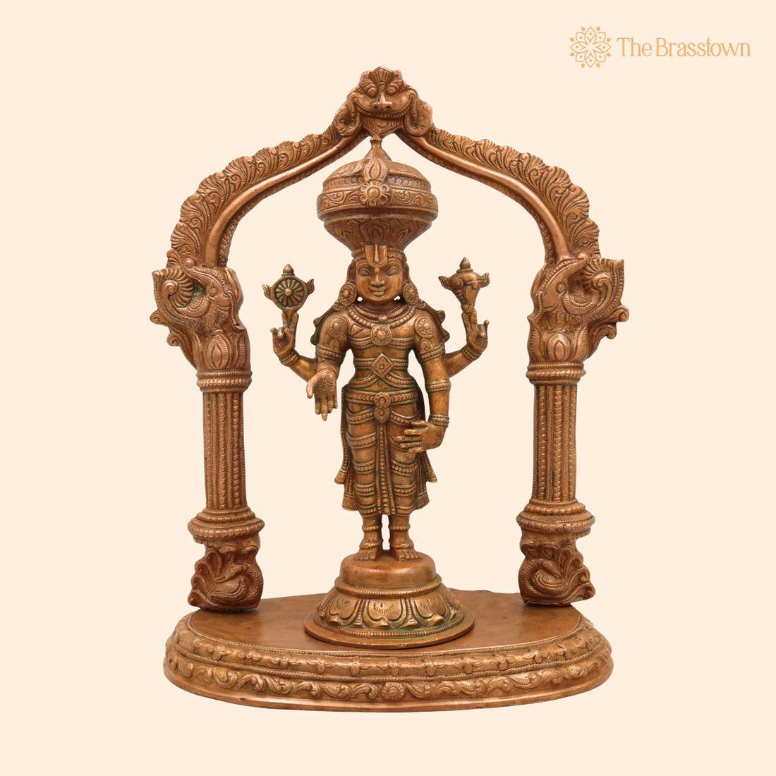 Premium Panchaloha Venkateshwara Idol – Handcrafted Tirupati Balaji Statue, Bronze Balaji Murti with Prabhavali &amp; Peetam 13.5 Inch 1