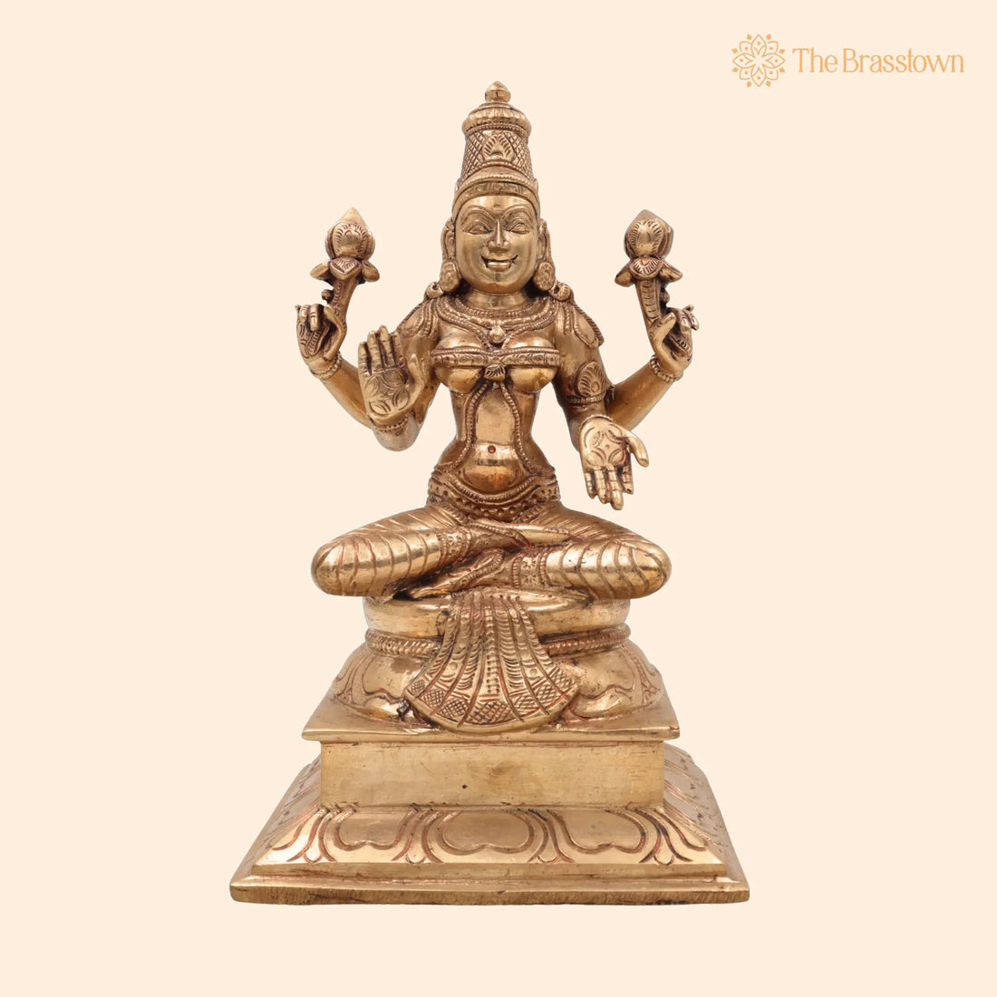 Handcrafted Panchaloha Mahalakshmi Idol – Pure Bronze Kamala Devi Murti, South Indian Chola Art Sri Lakshmi Statue for Home 8 Inch 1