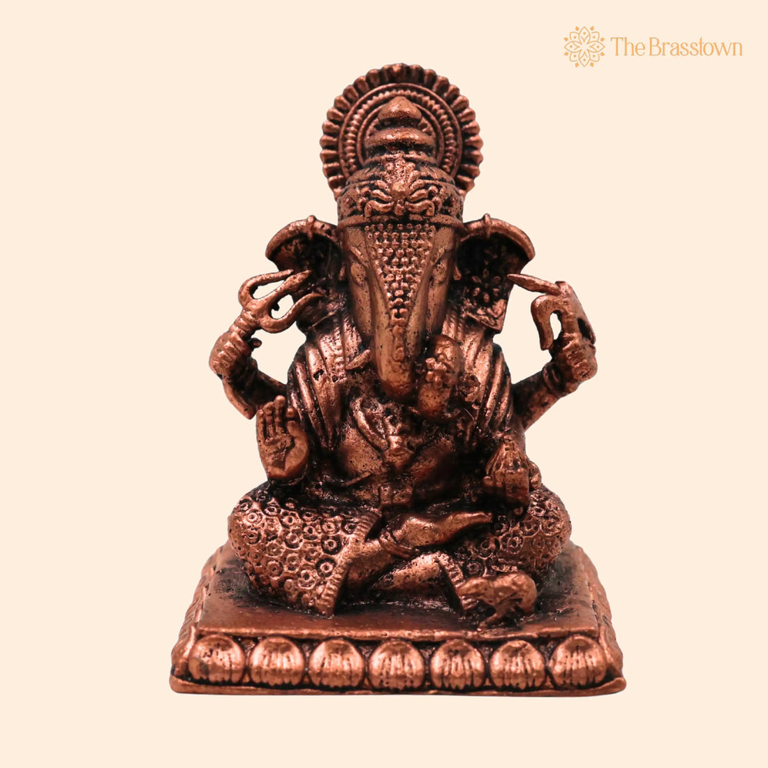 Copper Ganesha Idol – Handcrafted Ganesh Ji Murti, Ganapati Statue for Puja, Home Mandir &amp; Décor 2 Inch 1
