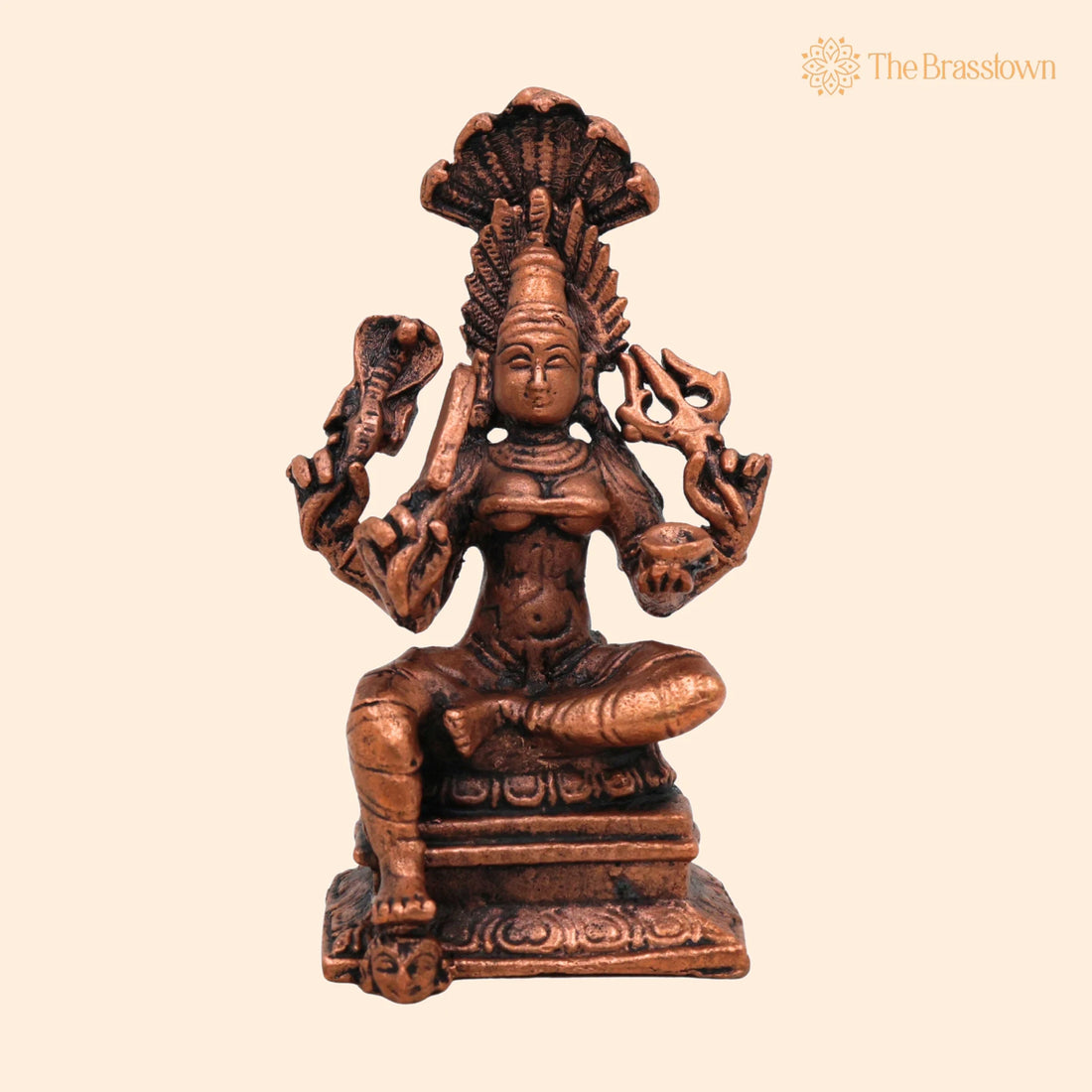 Copper Mariamman Idol – Handcrafted Tamra Karumari Amman Statue, Samayapuram Mariamman, South Indian Temple Décor &amp; Puja Gift 23 Inch 1