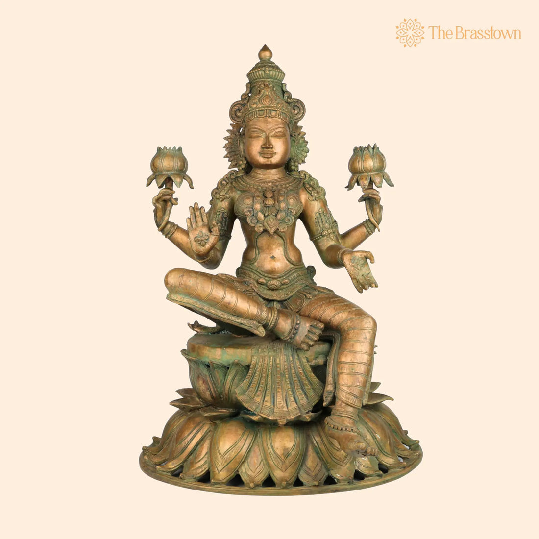 Handcrafted Panchaloha maha Lakshmi Idol – Bronze Maha Lakshmi Devi Statue, maha lakshmi Murti for Temple, Home Décor &amp; Pooja 25 Inch 1