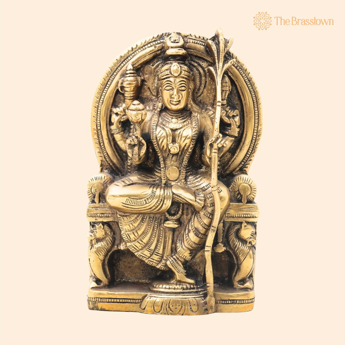 Brass Rajarajeshwari Idol – Shodashi Kamakshi Devi Statue, Handmade Peetal Goddess Sculpture for Puja, Home Mandir &amp; Décor 7 Inch 1
