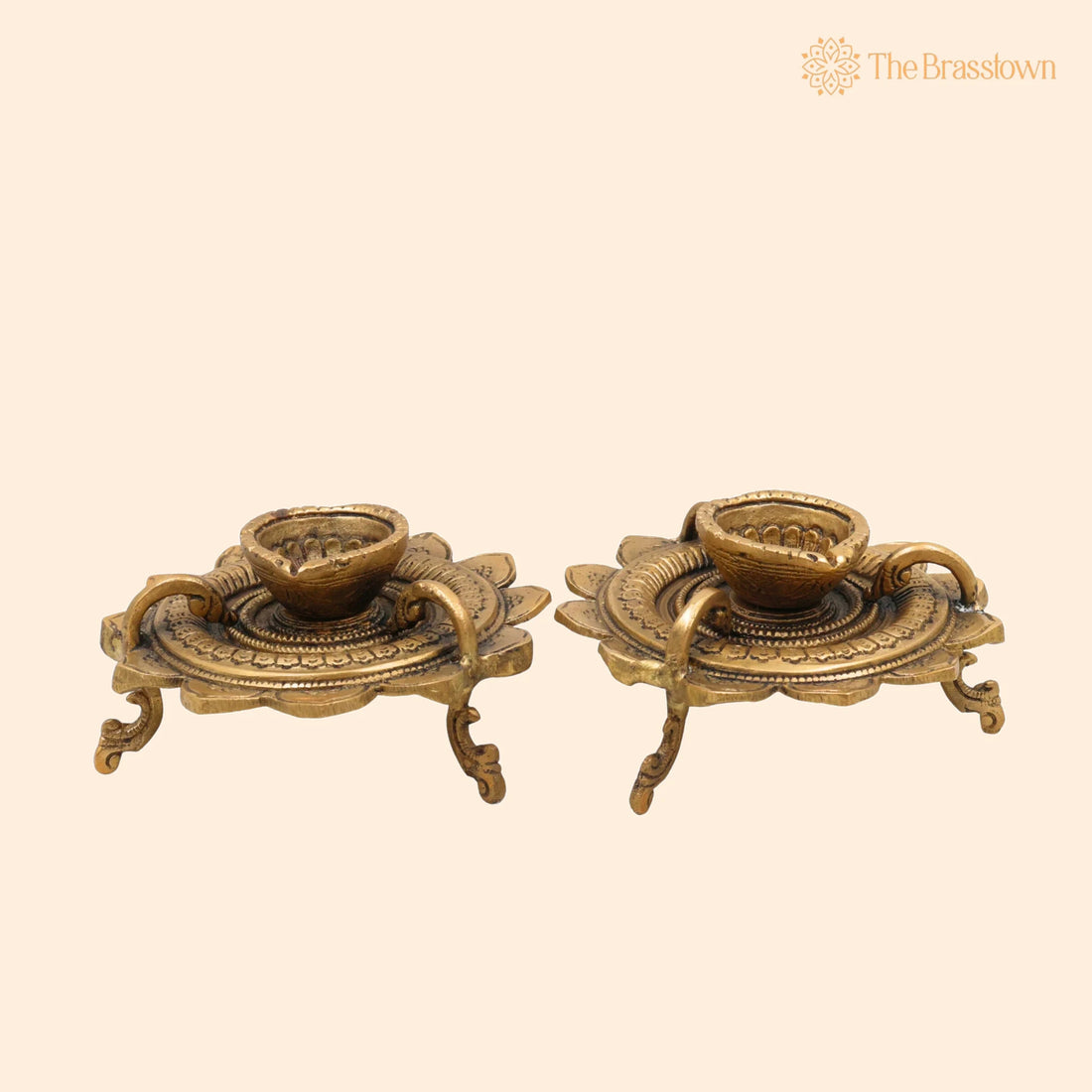 Brass Deepam – Handcrafted Kuthu Vilakku Nilavilakku Agal Vilakku Panchadeepam Temple Oil Lamp Pital Diya Traditional Puja Samai Lamp 3 Inch 1