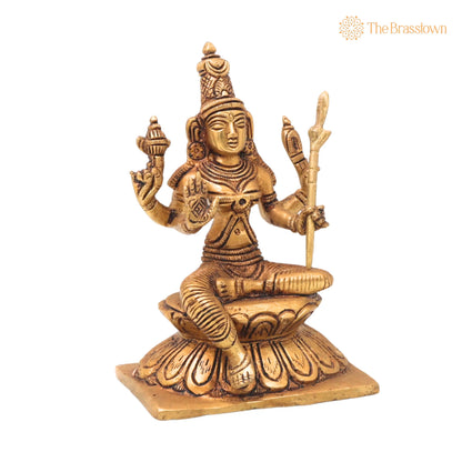 Brass Rajarajeshwari Idol – Handcrafted Kamakshi Shodashi Devi Statue for Puja &amp; Home Décor 5.5 Inch 2