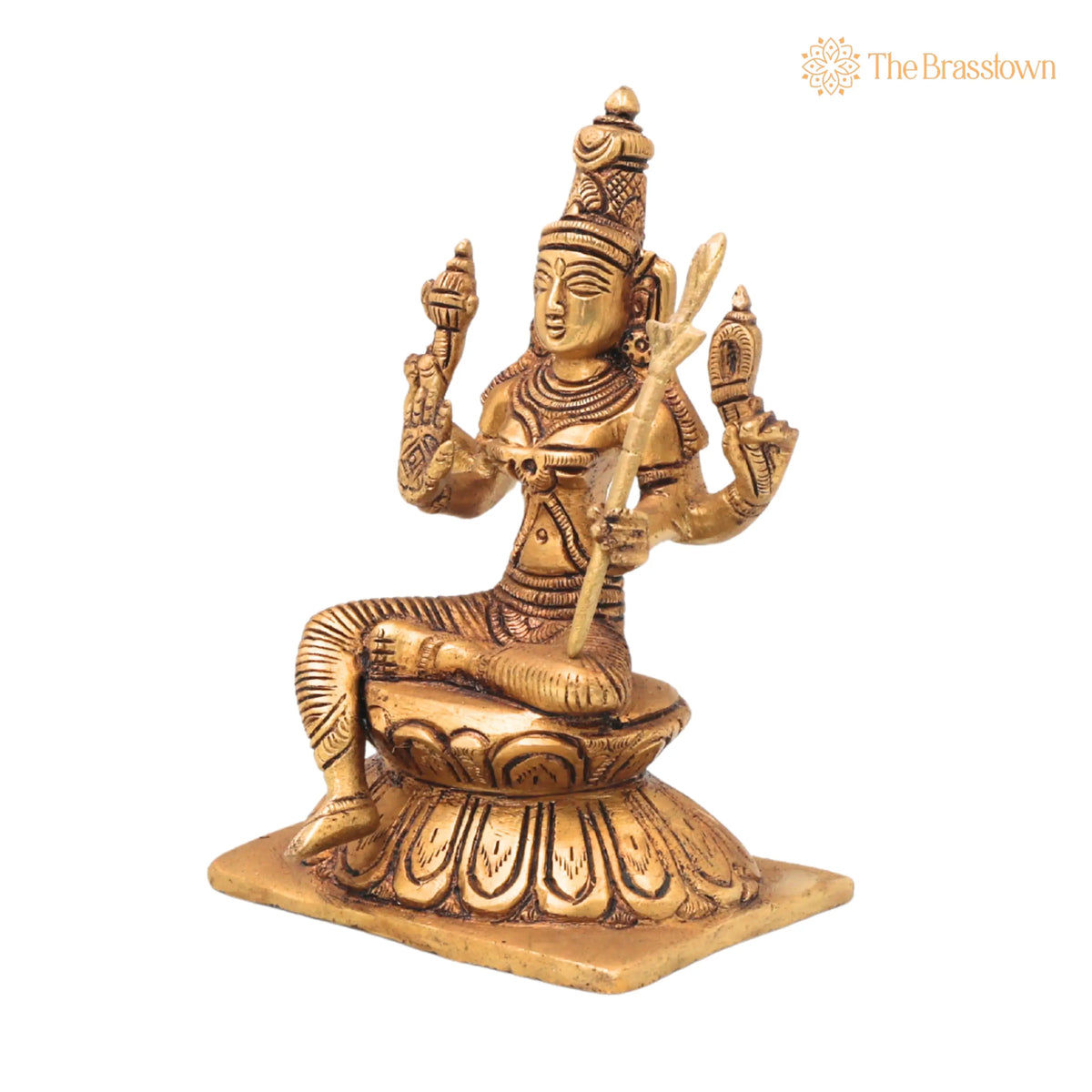 Brass Rajarajeshwari Idol – Handcrafted Kamakshi Shodashi Devi Statue for Puja &amp; Home Décor 5.5 Inch 3
