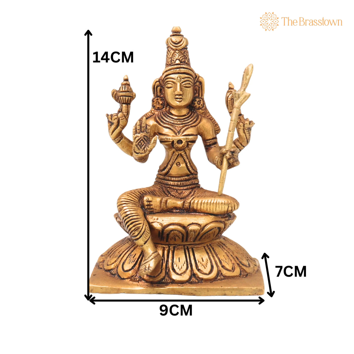 Brass Rajarajeshwari Idol – Handcrafted Kamakshi Shodashi Devi Statue for Puja &amp; Home Décor 5.5 Inch 5