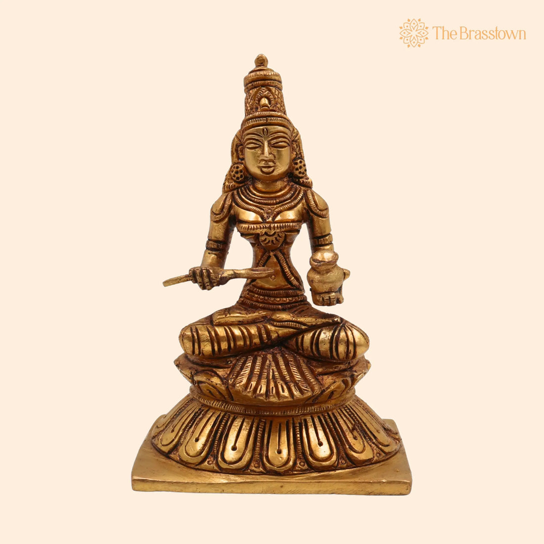 Brass Annapurna Devi Idol – Handcrafted Annapurneshwari Parvati Statue for Pooja, Home Temple &amp; Gifting 5.5 Inch 1