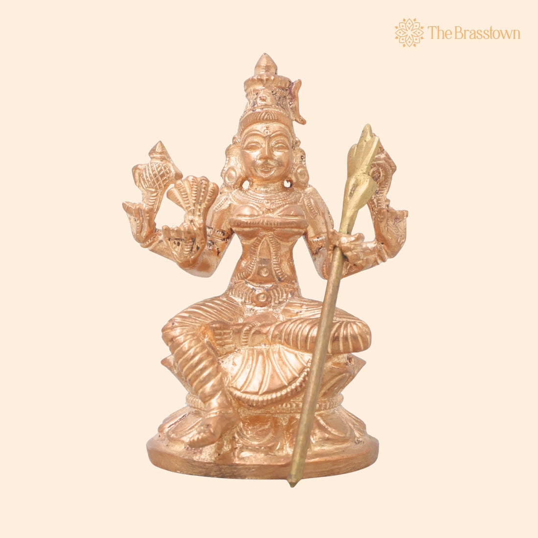 Handmade Bronze Raja Rajeshwari Idol – Panchaloha Rajarajeshwari Murti, Lalita Tripura Sundari Statue for Pooja &amp; Temple Décor 3.5 Inch 1