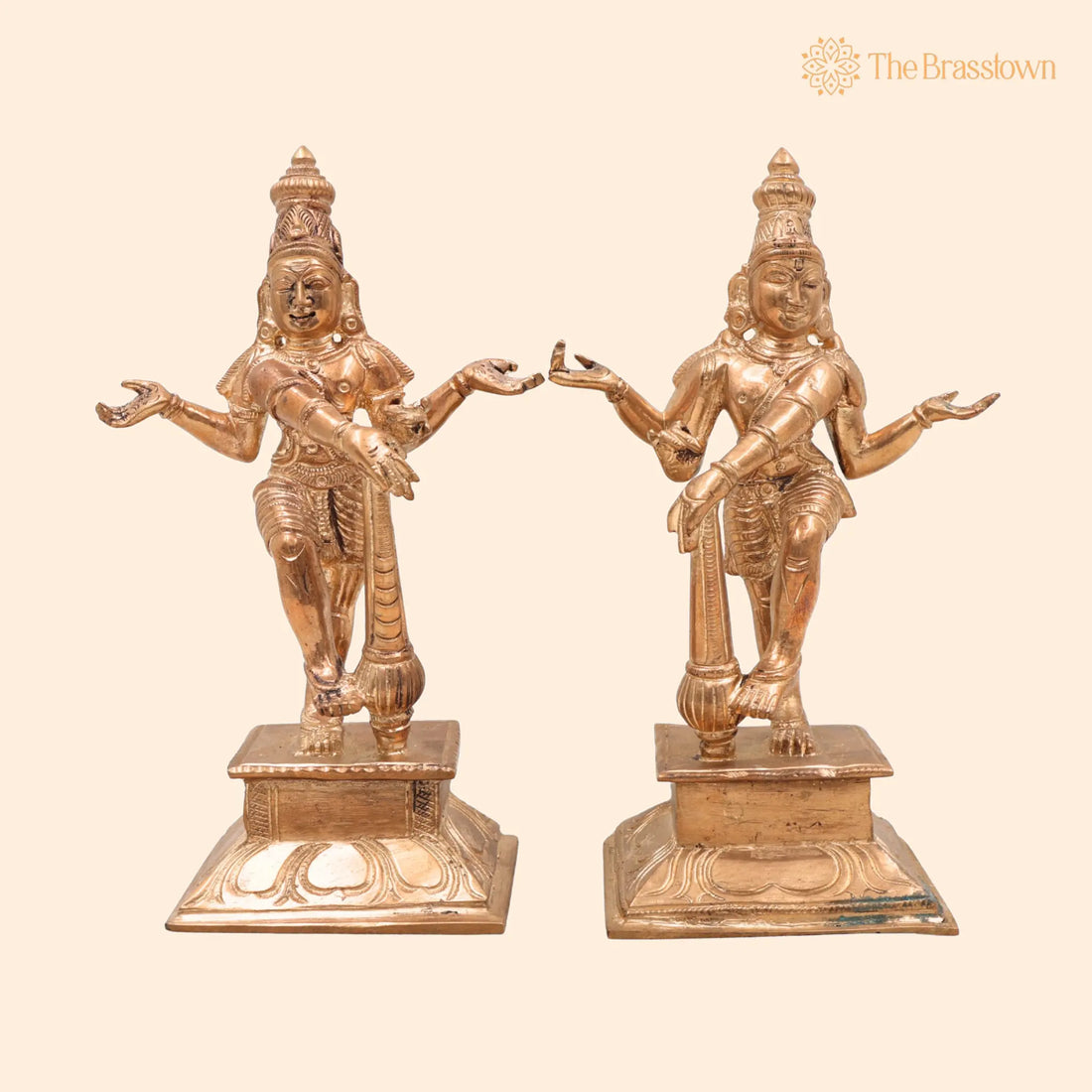 Handcrafted Bronze Panchaloha Jaya Vijaya Idols – Temple Dwarapal Guardians, Chola Art Decorative Panchadhatu Statue 6.5 Inch 1