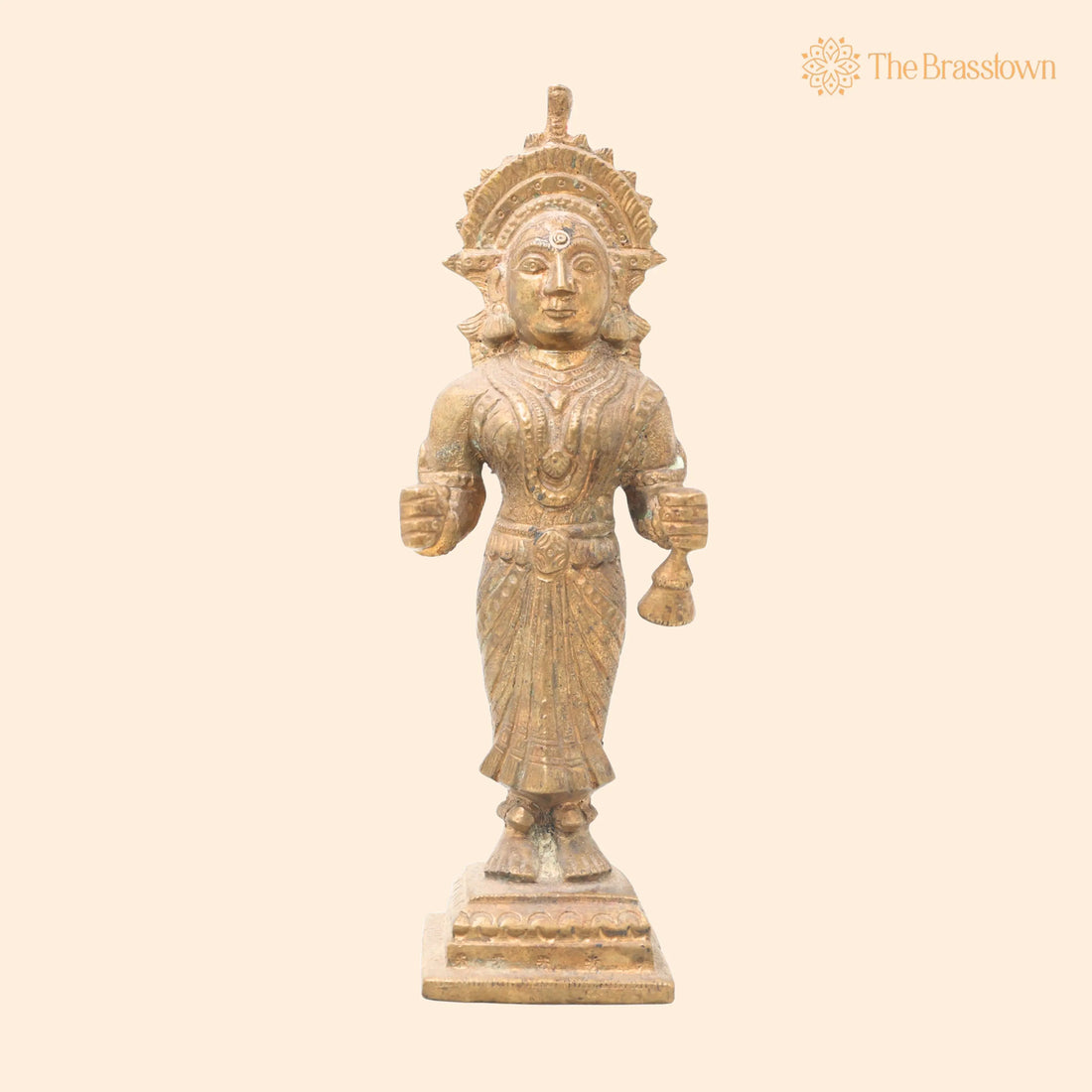 Brass Antique Hindu Goddess Devi Idols – Handcrafted Traditional Murti for Puja, Home Mandir &amp; Décor 8 Inch 1
