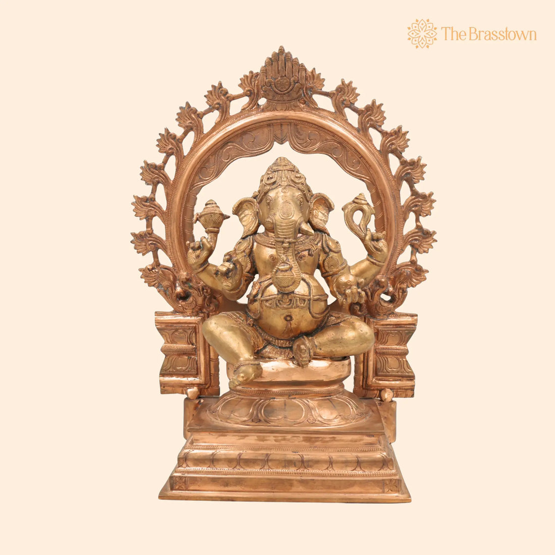Handmade Bronze Ganesha Idol – Panchaloha Ganapati Vinayaka Murti, Vighnaharta Siddhivinayak Statue for Home &amp; Temple Décor 15.5 Inch 1