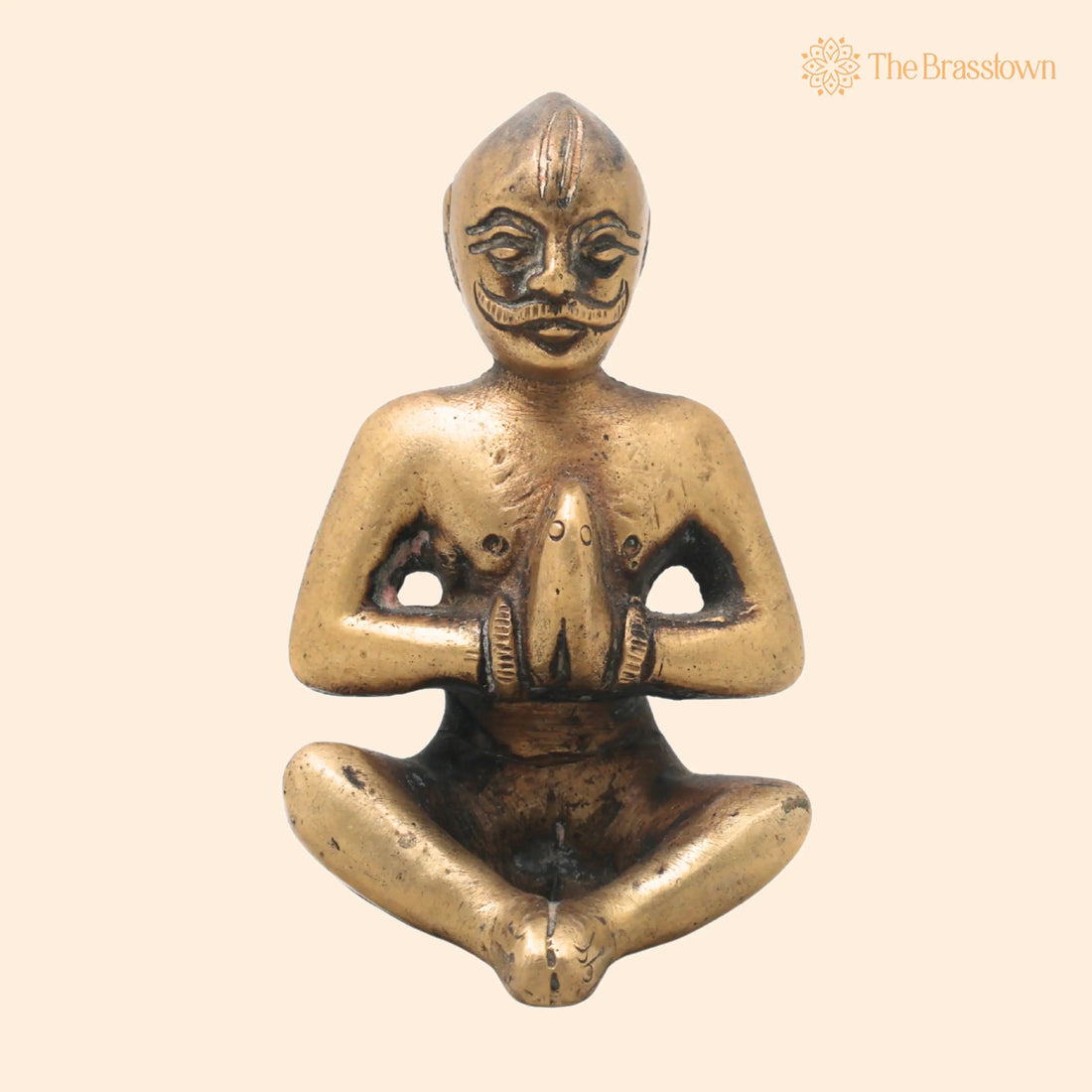 Brass Brahman Sitting Idol – Handcrafted Traditional Murti for Puja, Home Mandir &amp; Décor 3 Inch 1