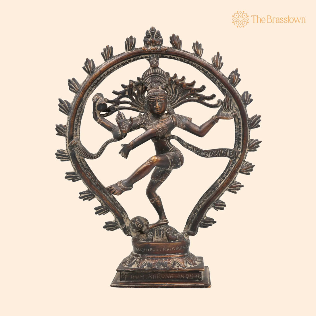 Brass Nataraja Idol – Lord of Cosmic Dance, Adalvallan, Koothan, Natesa, Ananda Tandava Shiva Murti, Handcrafted for Home, Temple 12 Inch 1