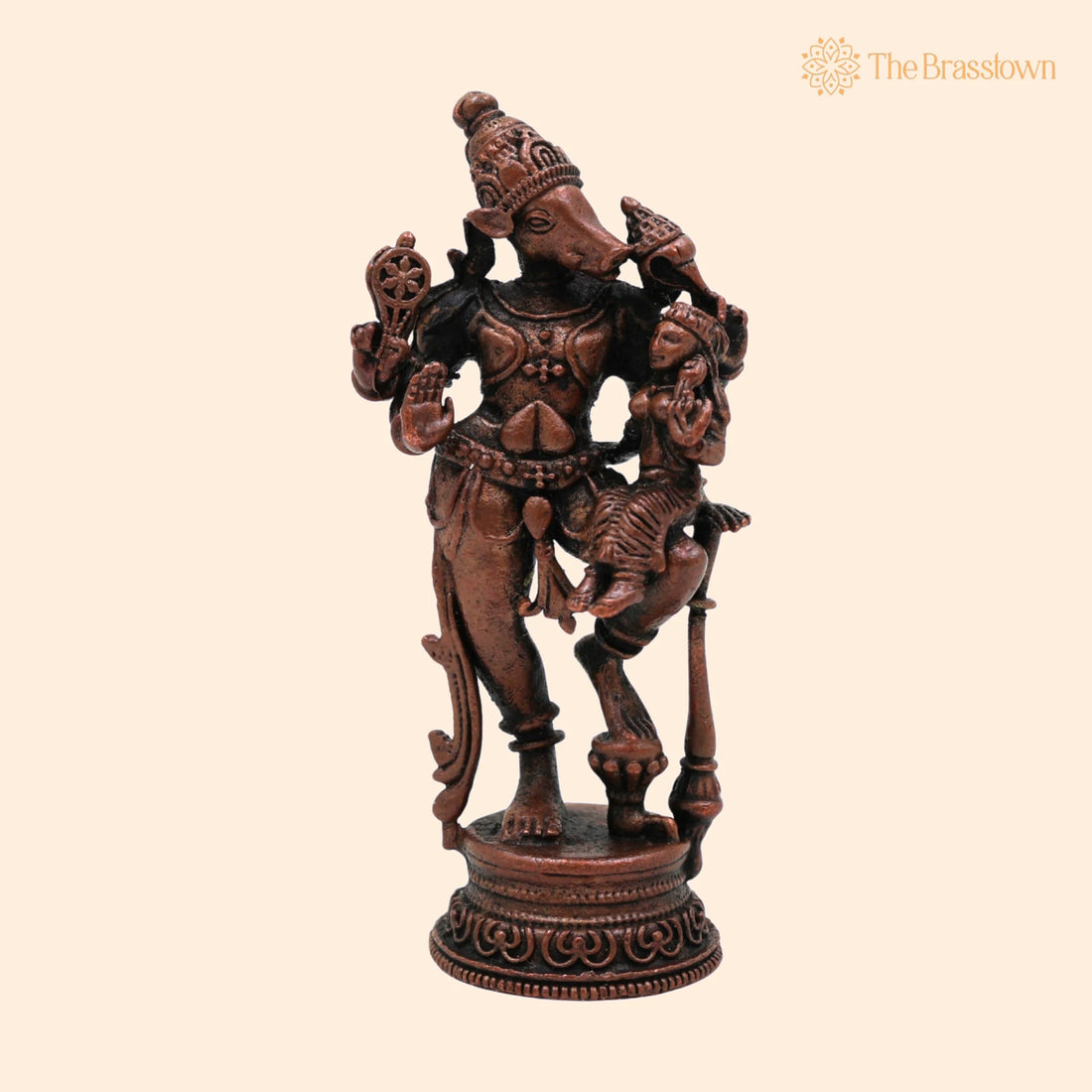 Copper Varaha Lakshmi Idol – Handcrafted Tamra Varaha Bhagwati Murti, Varahi Lakshmi Statue, Bhudevi Varaha Pooja Vigraham 3 Inch 1