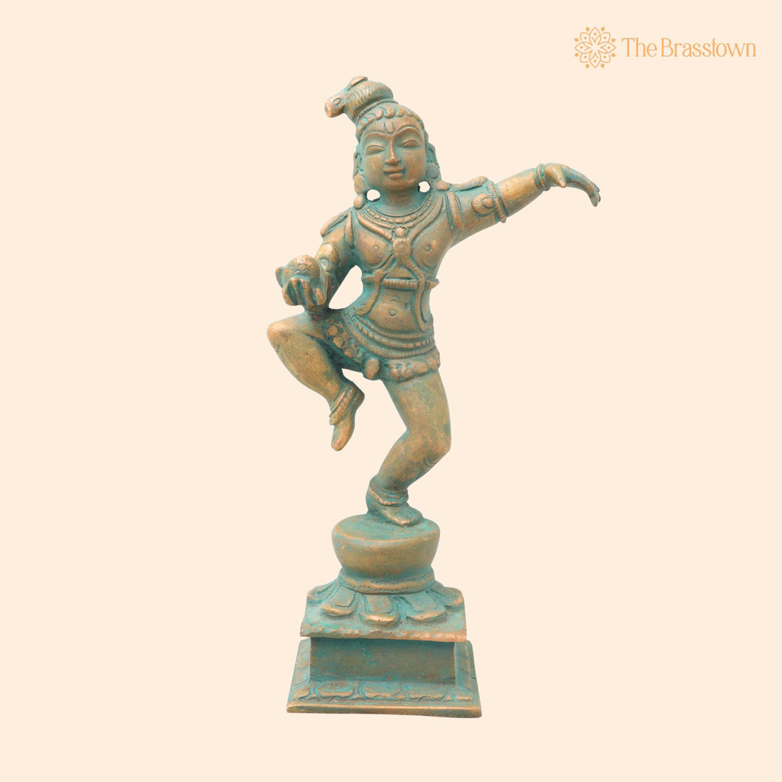 Exquisite Bronze Lord Krishna Idol – Handcrafted Panchaloha Gopal Statue, Makhan Chor Bal Gopal Murti for Temple &amp; Home Décor 7 Inch 1