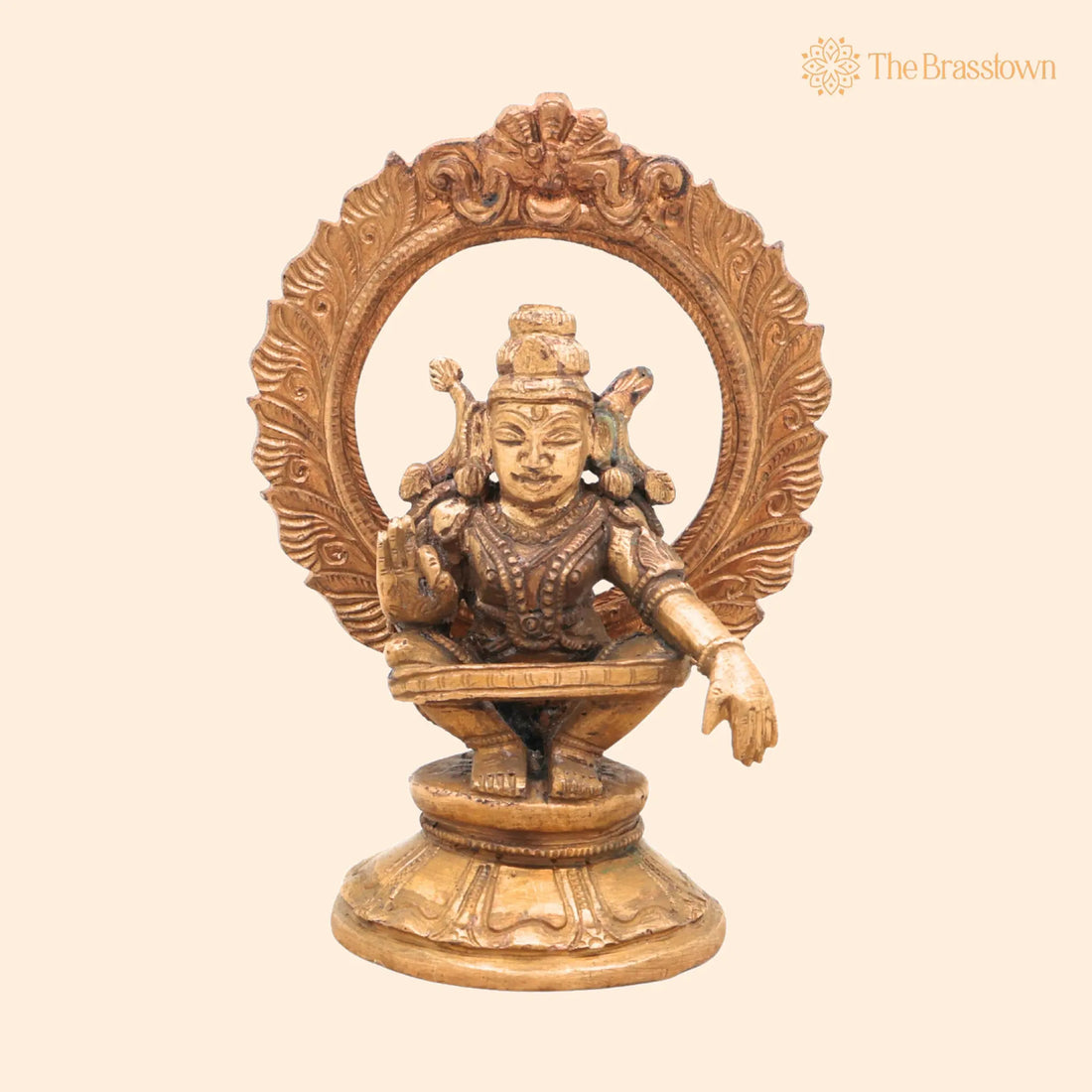 Handcrafted Panchaloha Swami Ayyappa Idol – Bronze Manikanta Sastha Dharma Shastha Murti for Pooja, Temple &amp; Gift 4.5 Inch 1