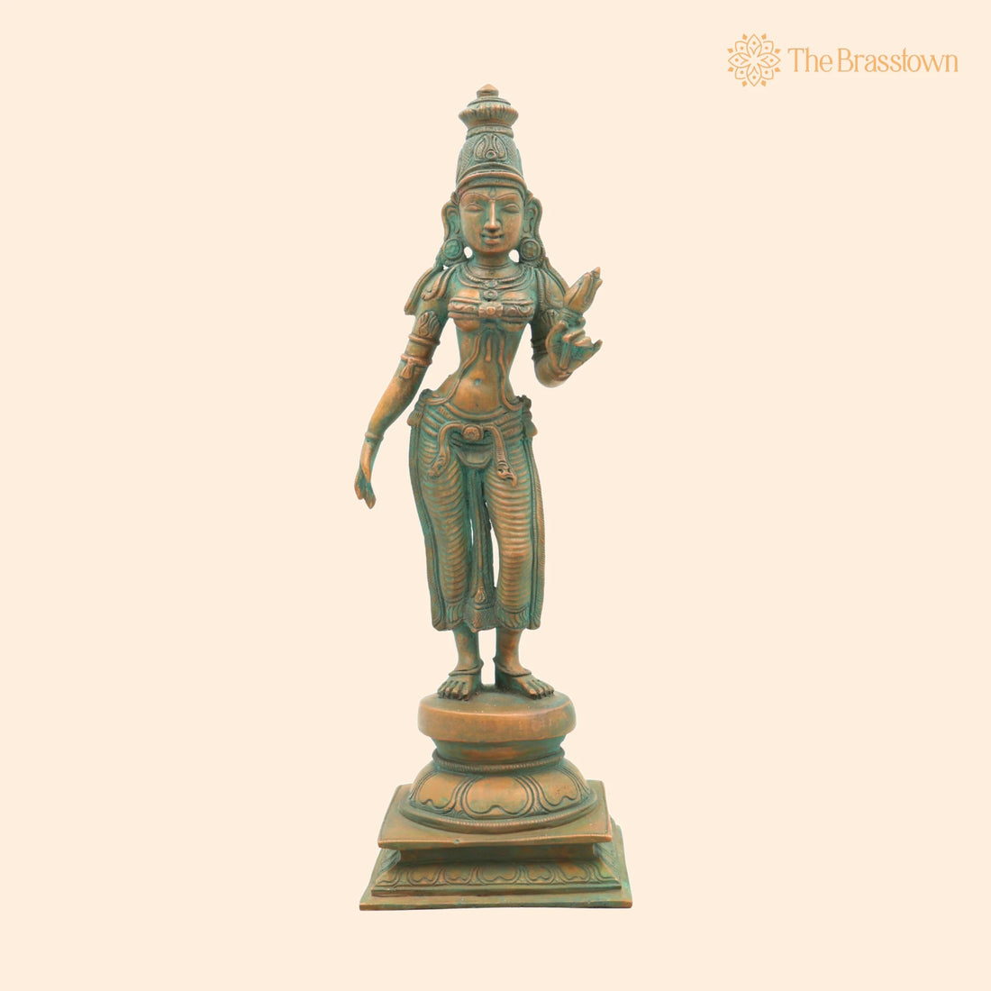 Handcrafted Bronze Sri Devi Idol – Panchaloha Lakshmi Murti, Mahalakshmi, Chola Art Sculpture for Temple &amp; Home Pooja 10.5 Inch 1