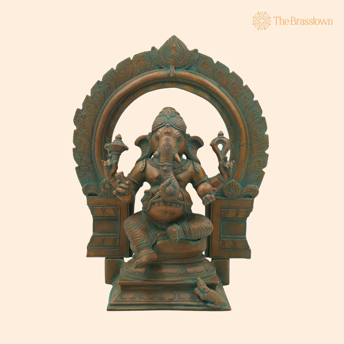 Handmade Panchaloha Bronze Ganesha Idol – Ganpati Vinayaka Pillaiyar Murti, Chola Art Vighnaharta Statue for Temple &amp; Home Décor 13 Inch 1