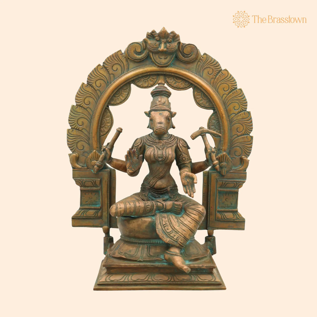 Handcrafted Bronze Varahi Devi Idol – Panchaloha Varahi Sculpture for Home Temple, South India Chola Art 13.5 Inch 1