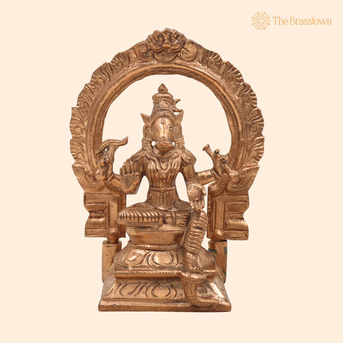 Handcrafted Bronze Varahi Idol – Panchaloha Varahi Murti, South Indian Goddess Sculpture for Pooja &amp; Temple Décor 6 Inch 1