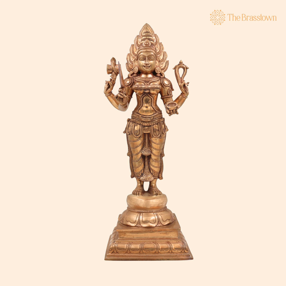 Handcrafted Bronze Mariamman Idol – Panchaloha Mari Amman / Mariyamma / Goddess Shakti Temple Murti for Home, Pooja &amp; Gifting 19 Inch 1