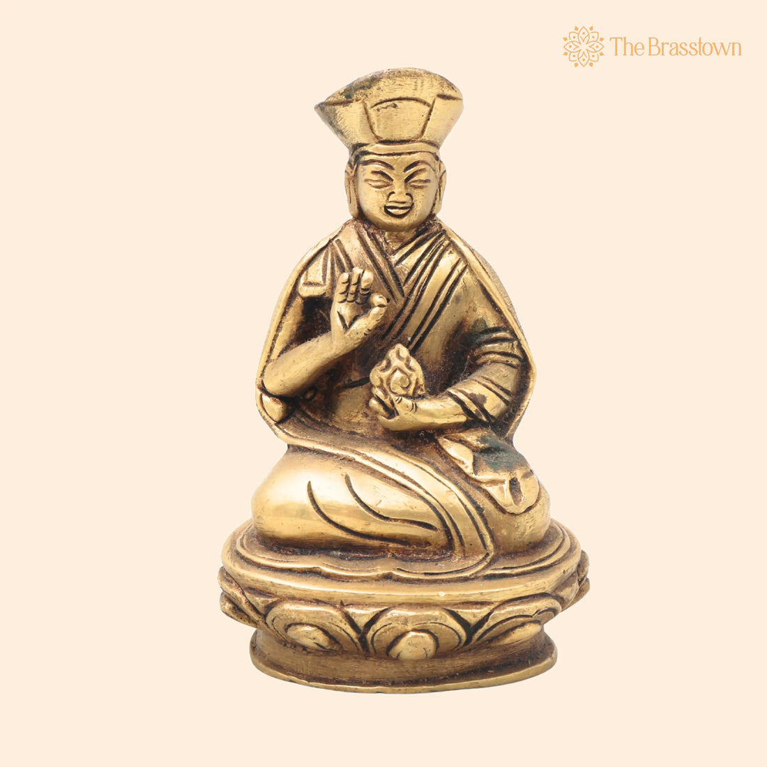 Brass Buddhist Lamba Idol – Handcrafted Traditional Murti for Puja, Home Mandir &amp; Décor 4 Inch 1