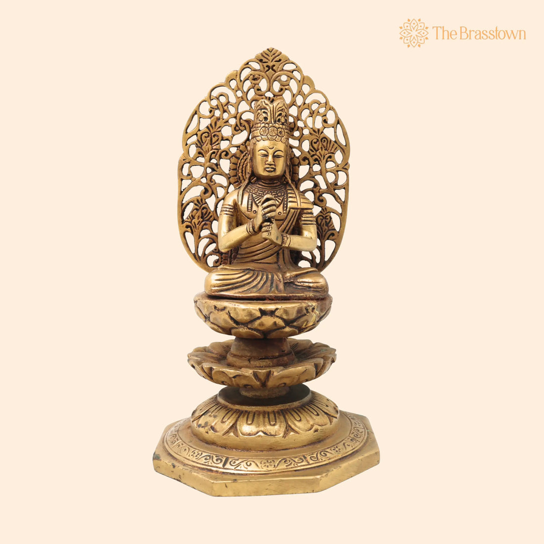 Brass Buddha Idol – Handcrafted Meditating Buddha Statue, Gautama Buddha Murti, Shakyamuni Buddha Figurine for Home, Temple 8 Inch 1