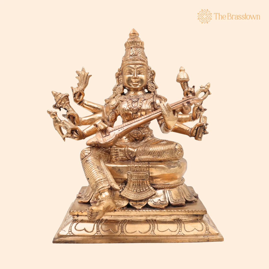 Handcrafted Panchaloha Raja Matangi Devi Idols – Mantrini Devi, Raja Shyamala Mahavidya Saraswati Statue for Temple 9 Inch 1