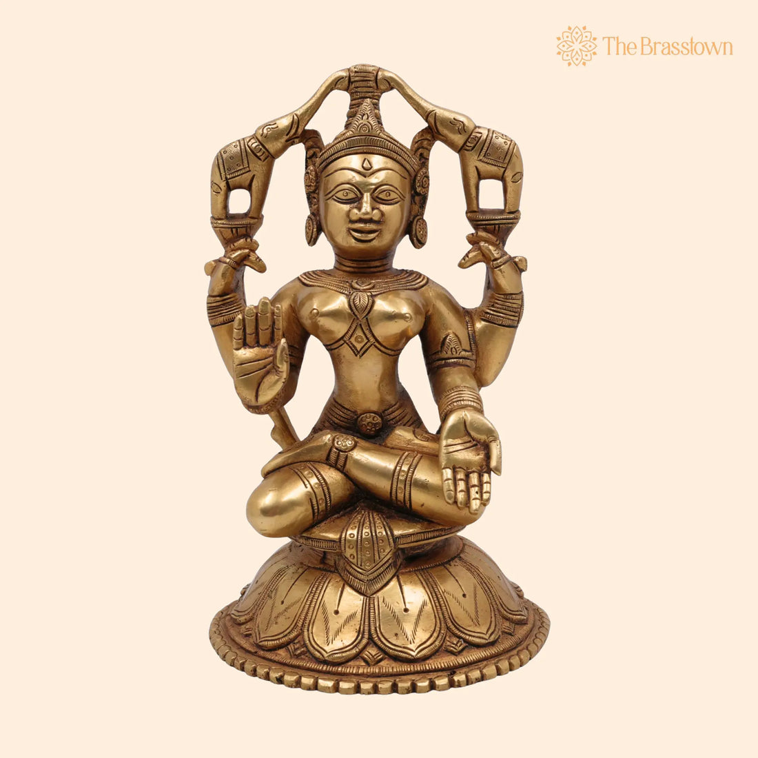 Handcrafted Brass Gaja Lakshmi Idol – Shri Mahalakshmi Devi, Gajalakshmi Statue for Pooja, Home Décor &amp; Temple 8.5 Inch 1