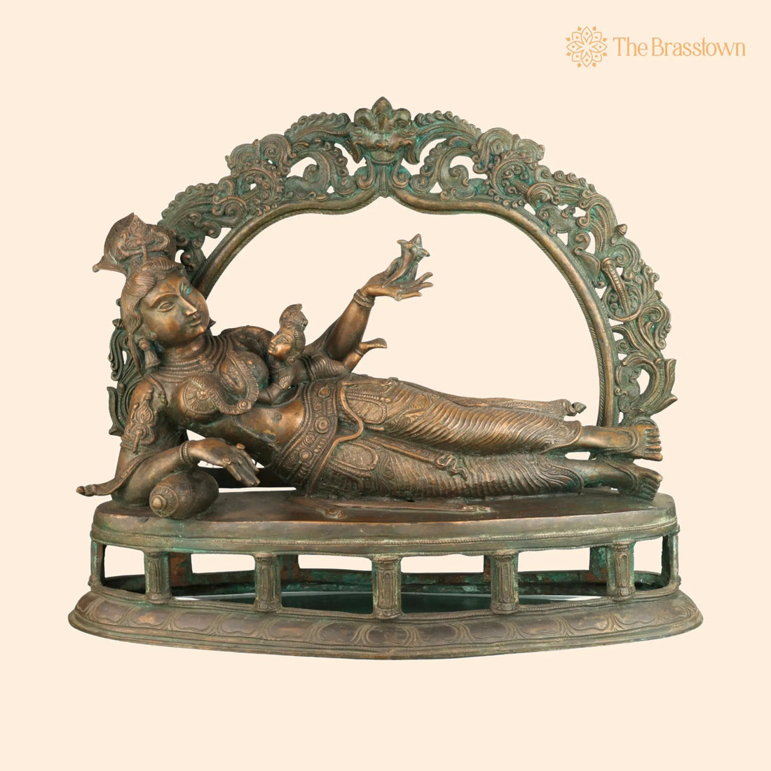 Bronze Feeding Yashoda with Baby Krishna Idol – Handcrafted Panchaloha Chola Art Bala Gopala, Kanha, Ladoo Gopal 17 Inch 1