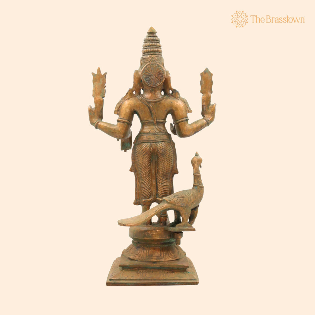 Panchaloha Bronze Murugan Idol – Handmade Subramanya, Kartikeya, Arumugan, Vel Murugan Sculpture for Pooja &amp; Temple 16.5 Inch 1