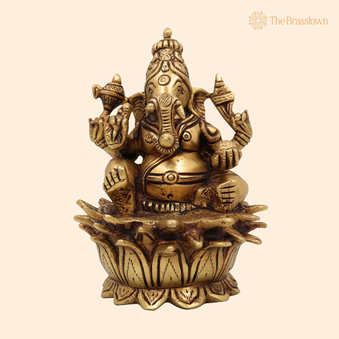 Handcrafted Brass Ganesh Idol – Vinayaka Ganpati Murti for Home Temple Décor, Pital Gajanana Statue 6 Inch 1