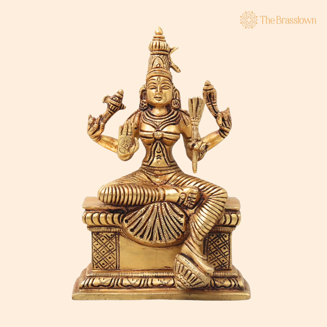 Brass RajaRajeshwari Idol – Handcrafted Rajarajeshwari Murti, Lalita Tripura Sundari, Shodashi, Kamakshi, Adi Parashakti Statue, Home 8 Inch 1