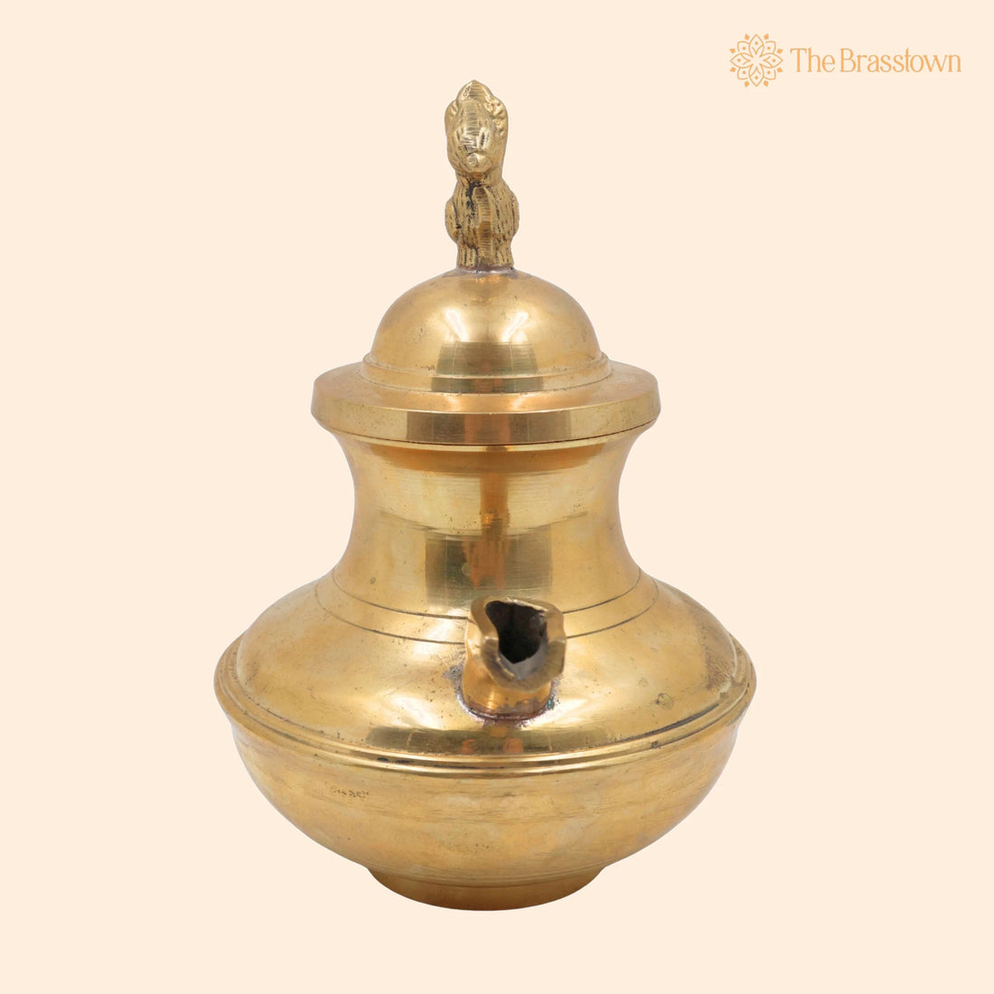 Brass Ghee Pot – Handcrafted Peetal Nei Kudam, Pittal Ghee Vessel, Traditional Temple Nei Sombu, Antique Brass Ghee Kalash 8 Inch 1