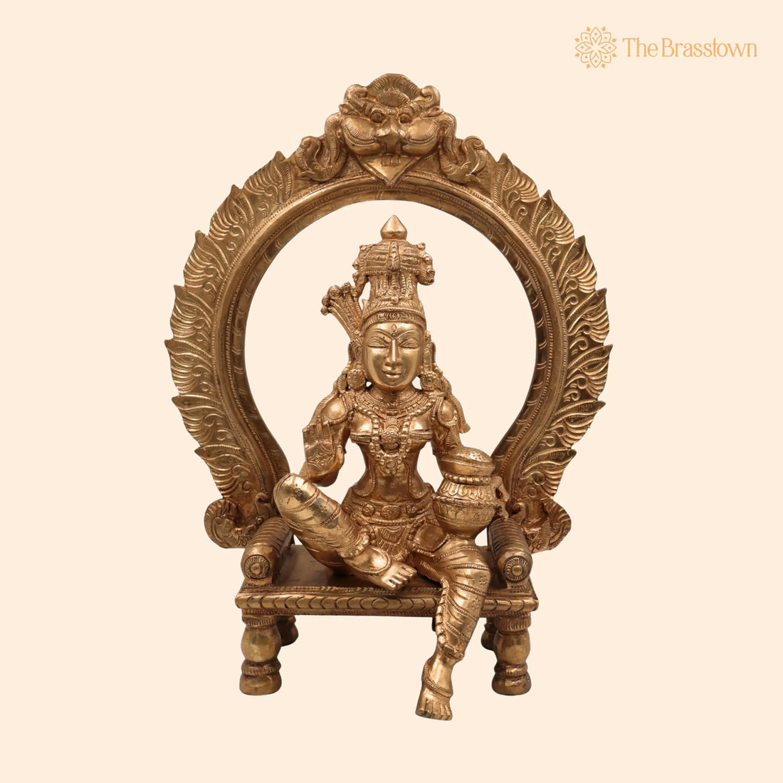 Panchaloha Handcrafted Annapurna Devi Sitting Idol – Bronze Goddess Annapoorna Murti for Home Temple &amp; Décor 15 Inch 1
