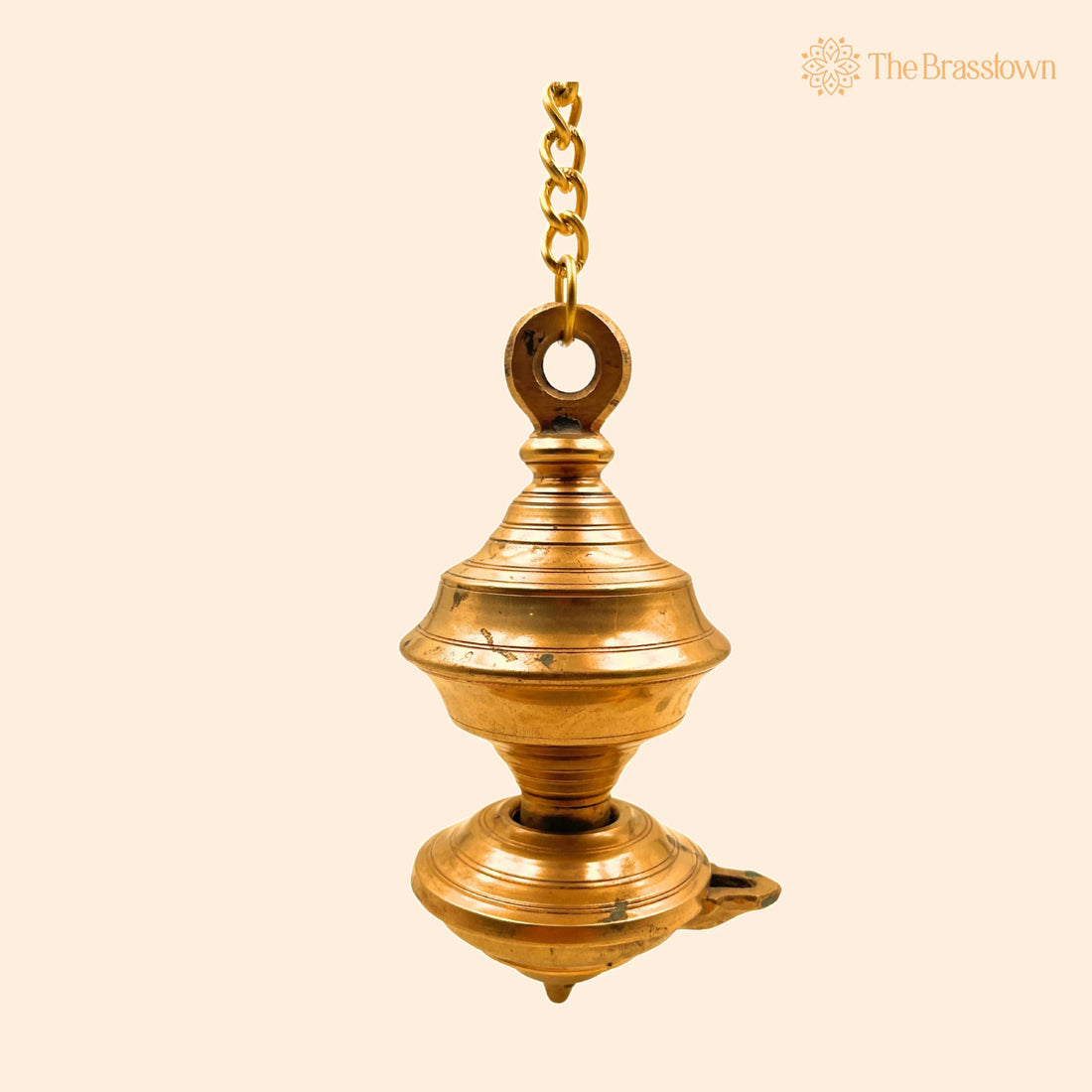 Brass Hanging Diya – Traditional Peetal Pittal Pitala Ceiling Lantern, Handcrafted Indian Temple Light 8.5 Inch 1