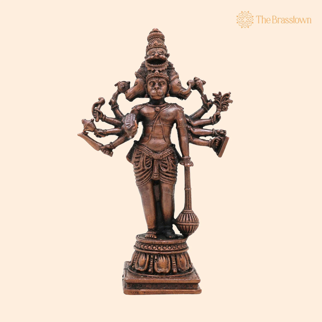 Copper Hanuman Idol – Handcrafted Tamra Bajrangbali Murti, Anjaneya Maruti Statue, Pavanputra Kesarinandan Ramdoot 4.5 Inch 1