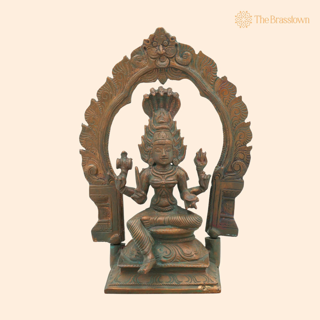 Handcrafted Bronze Mariyamman Idol – Panchaloha Goddess Statue, South Indian Village Goddess Murti for Puja, Home Mandir &amp; Décor 9 Inch 1