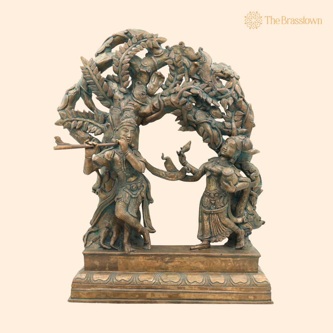 Handcrafted Panchaloha Bronze Radha Krishna Idol – Chola Art Murti for Pooja, Temple, Home Décor &amp; Spiritual Gifting 16 Inch 1