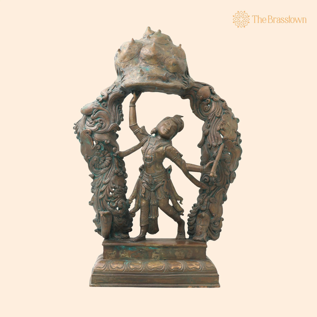 Bronze Lord Krishna Govardhan Idol – Panchaloha Gopal Ji Statue, Handmade Krishna Murti for Temple, Pooja, Office, Home Décor 17.5 Inch 1