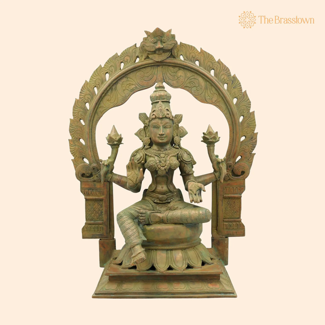 Handcrafted Panchaloha Mahalakshmi Idol in Bronze – South Indian Chola Art Gajalakshmi, Kamala for Puja, Home Mandir &amp; Décor 18.5 Inch 1